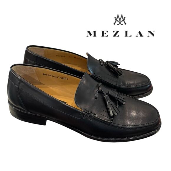 New Mezlan Sevilla Men’s Black Leather Tassel Loafers 7 main image 5